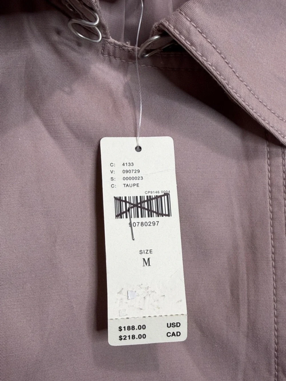 Anthropologie Mauve Trench Coat Lightweight Long Jacket Chic Minimalist. Size M - Picture 7 of 11